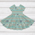 Peach/Navy Aztec Teal Twirly SS Dress-kids dress-Branded Envy