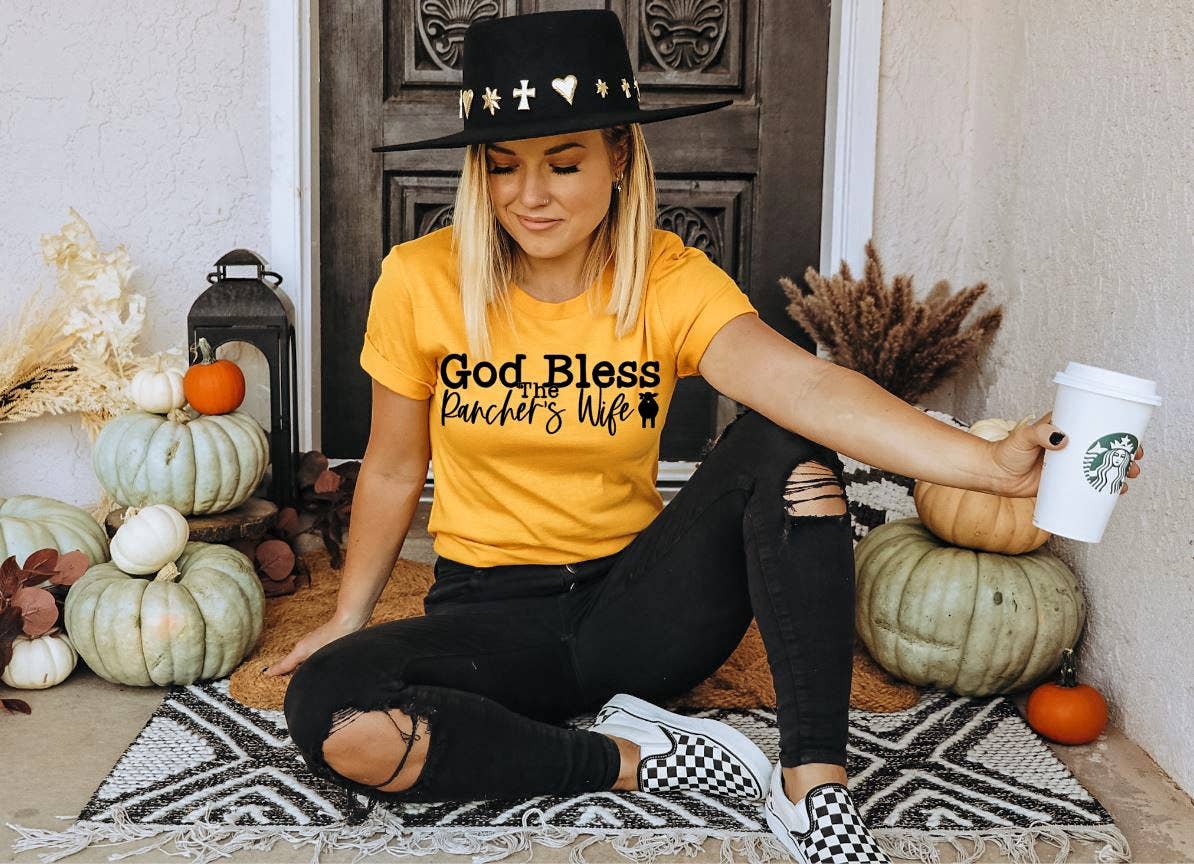 God bless the ranchers wife Graphic-graphic tee-Branded Envy