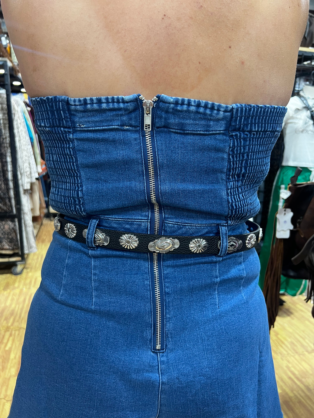 Denim Tube Romper-Branded Envy