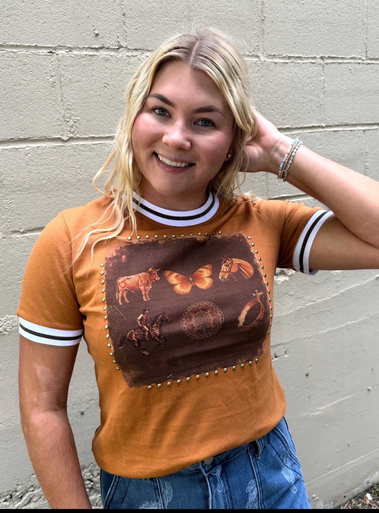 Western Studded Tee-Branded Envy
