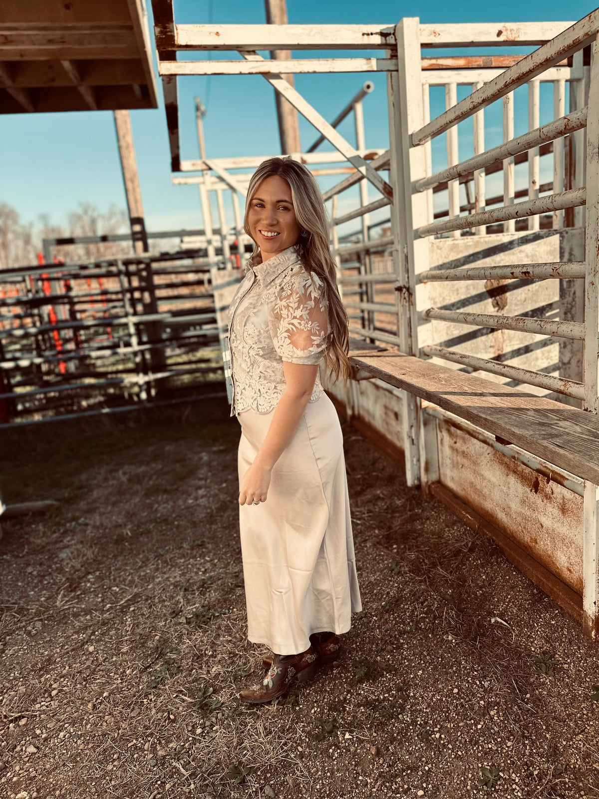Champagne Lace Button Down-Branded Envy