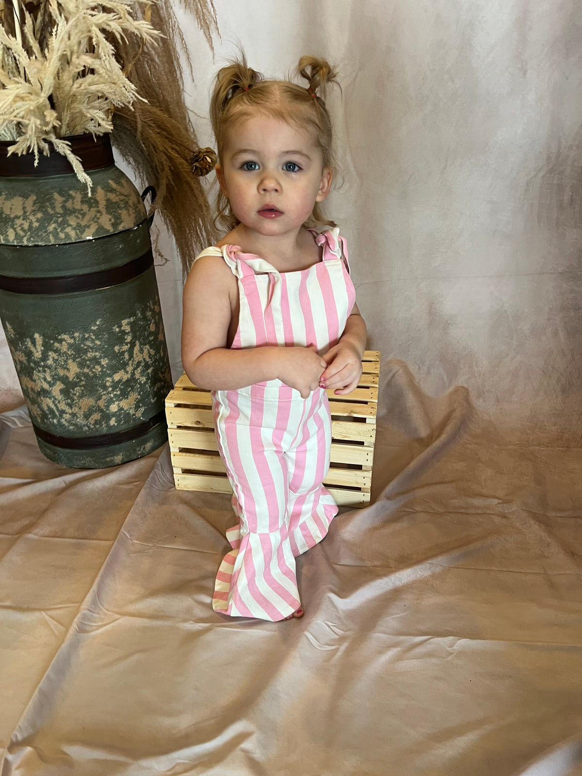 Jaden Pink &amp; White Tie- Strap Jumpsuit-Kids Fashion-Branded Envy