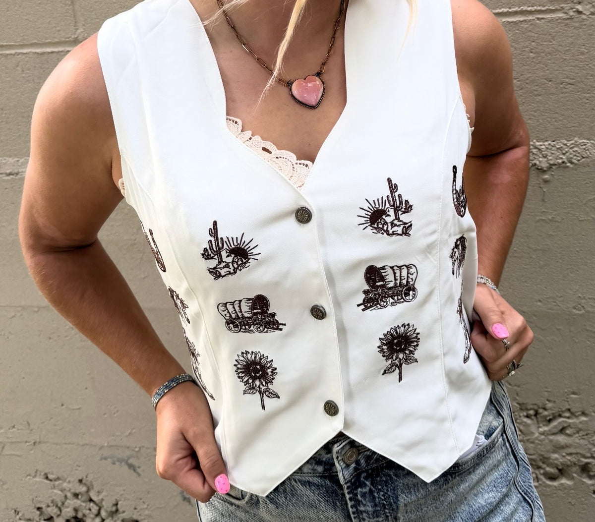 Ivory Brown Snaffle Vest-Branded Envy