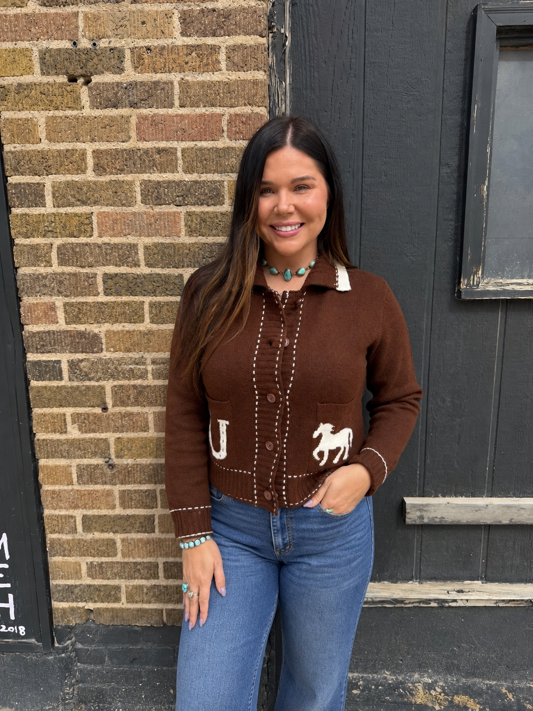 Horseshoe Collared Sweater-Branded Envy