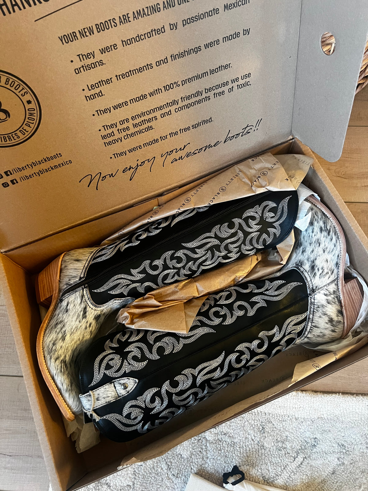 Liberty Black Hair on Hide Tall Boot-Branded Envy