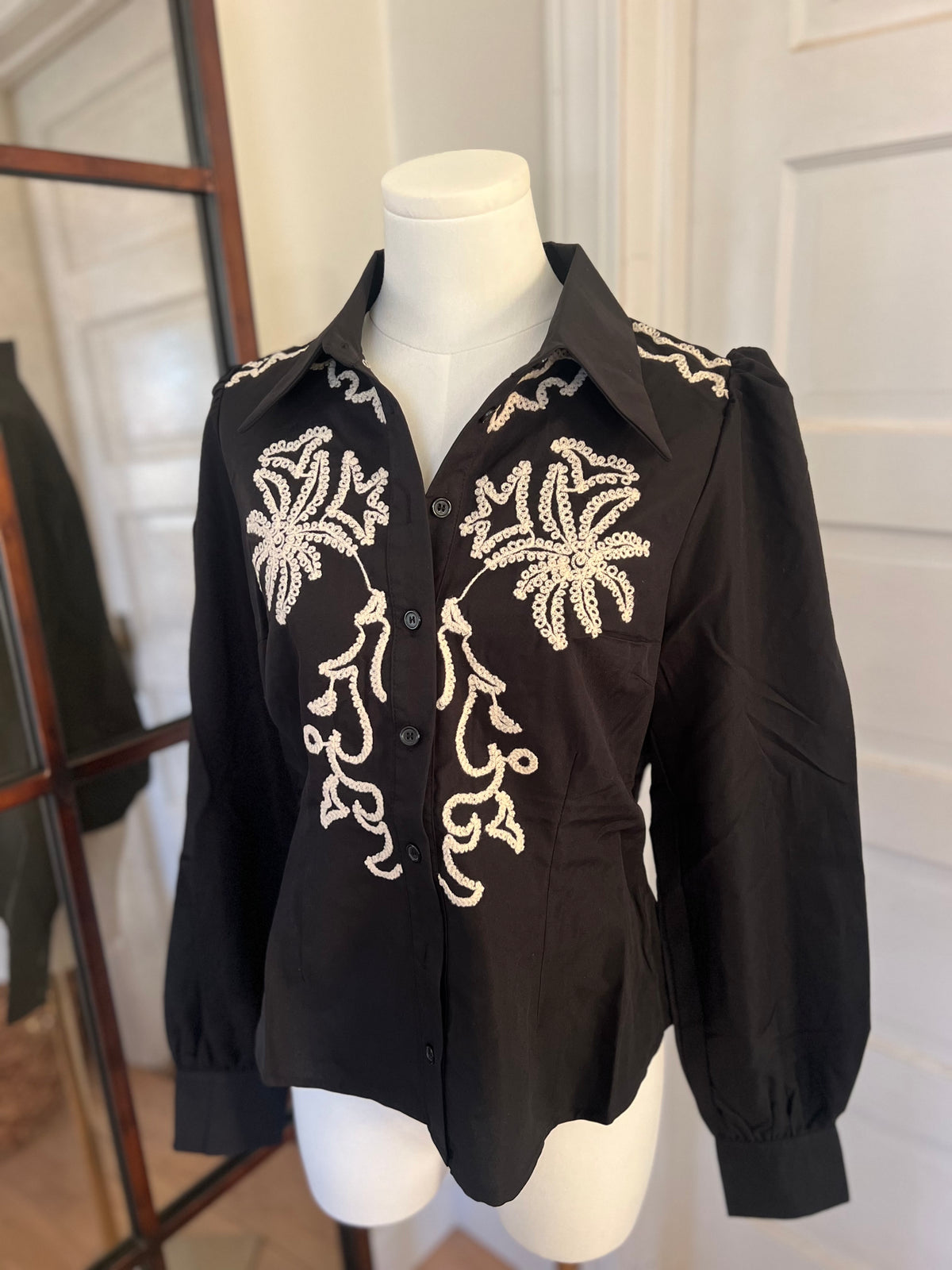Puff Sleeve Embroidered Blouse-Branded Envy
