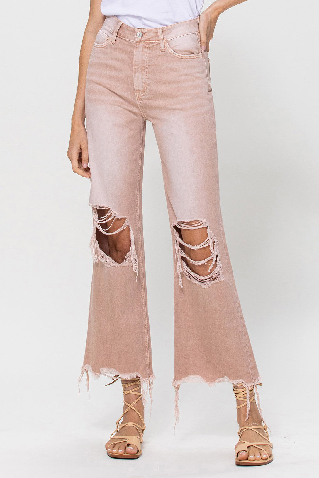 Leslie 90s Vintage Ankle Crop Denim (blush)-Jeans-Branded Envy