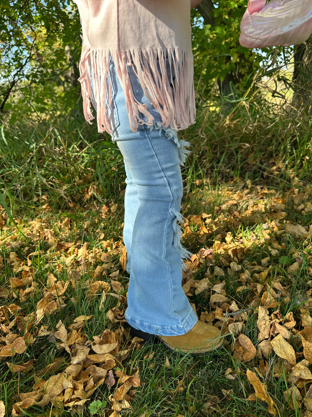 Girls&#39; Diagonal Flare Jeans-Branded Envy