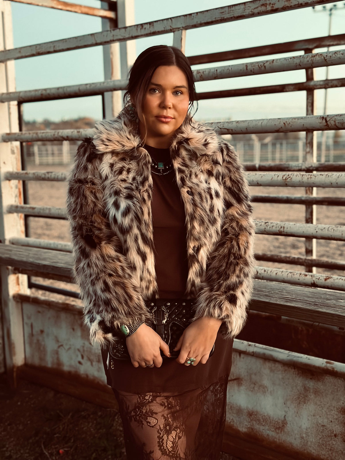 Leopard Cropped Fur Coat-Branded Envy
