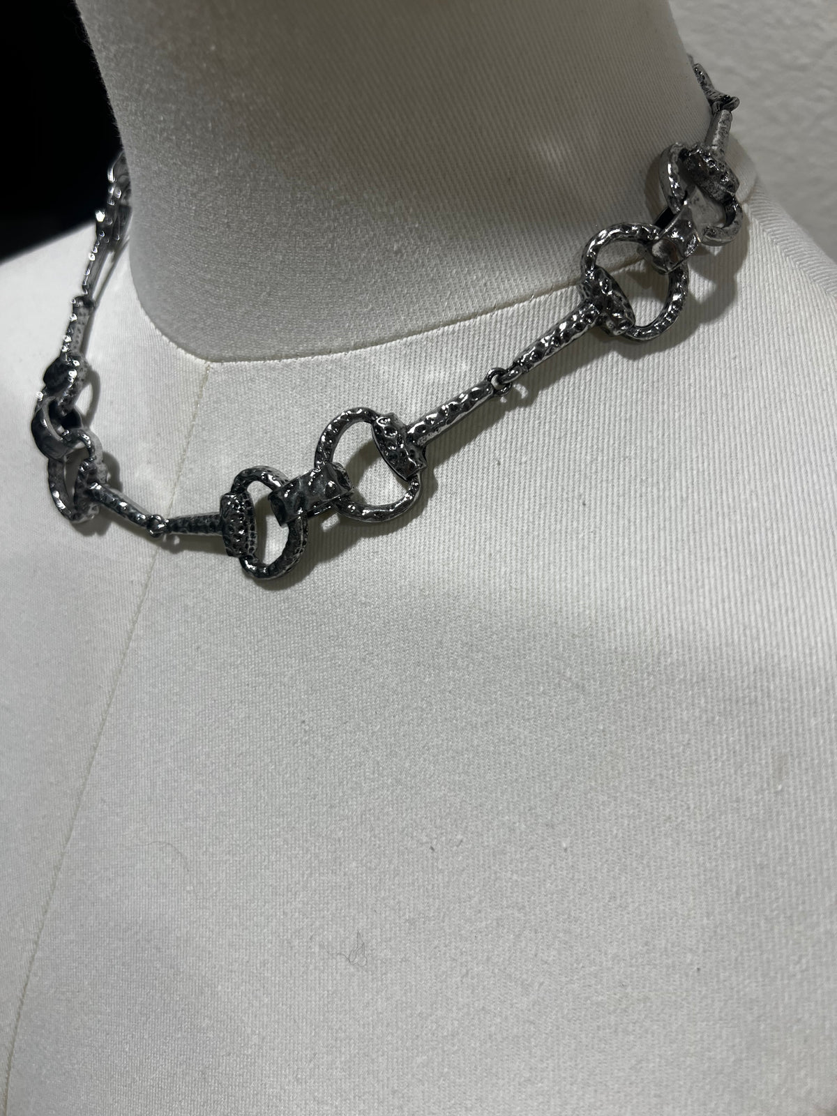 18K White Gold Snaffle Bit Necklace