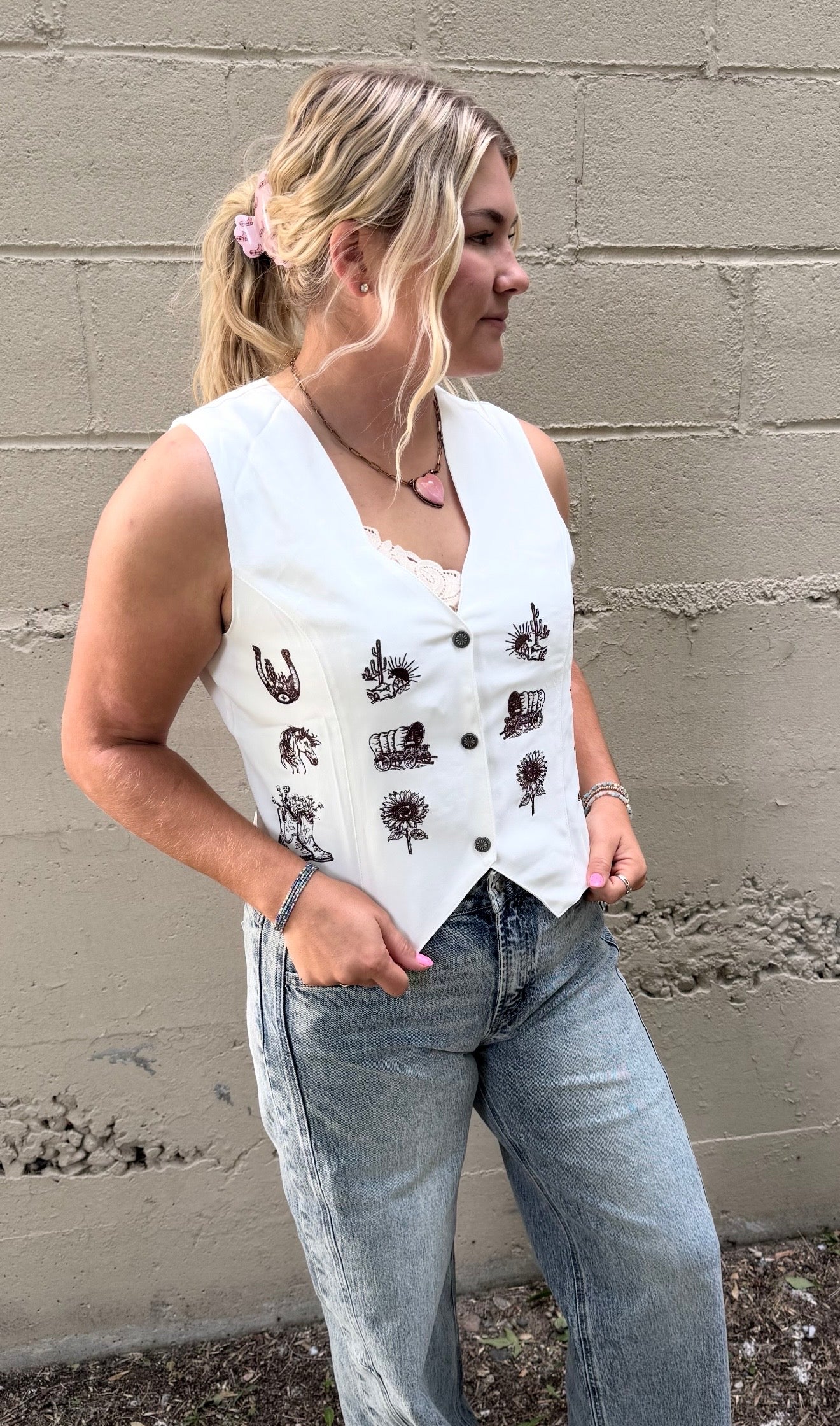 Ivory Brown Snaffle Vest-Branded Envy