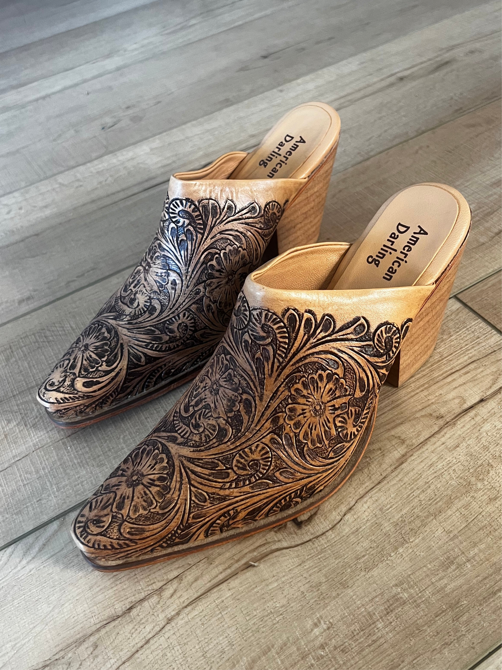 Hand Tooled Mules-Branded Envy