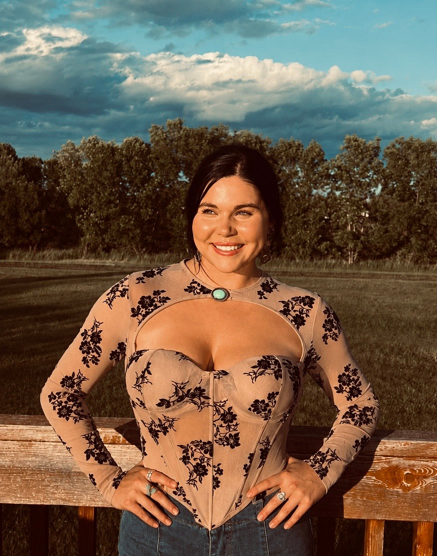 Turquoise Pendant Corset Top