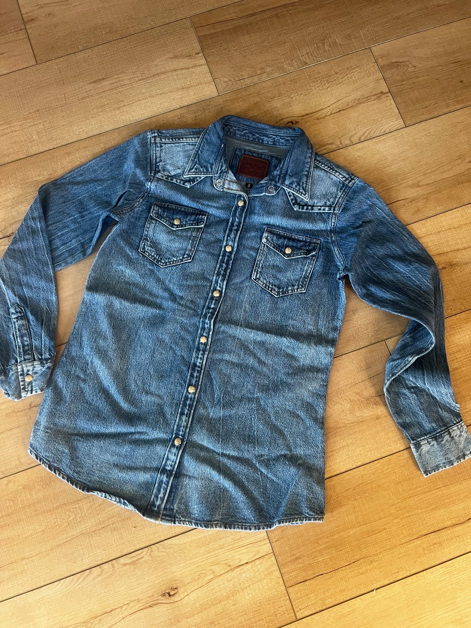 Leather Patch Denim Shirt-Branded Envy