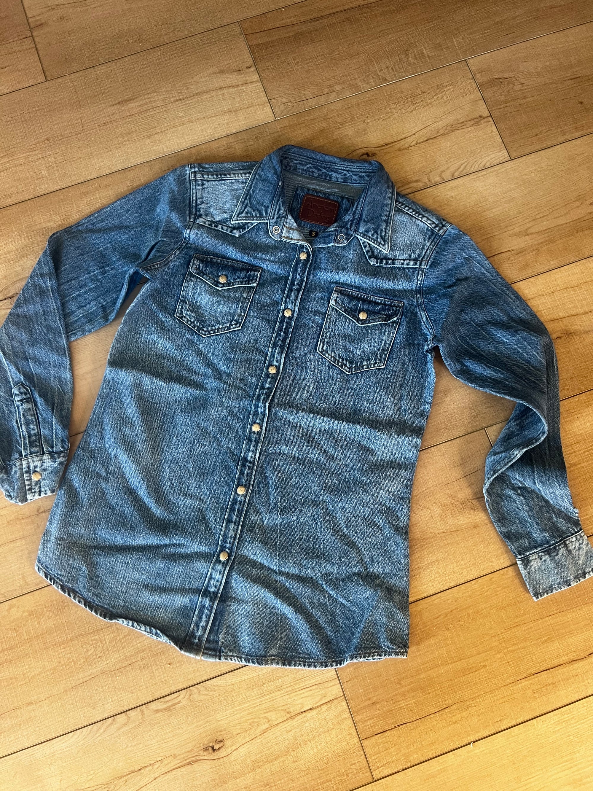 Leather Patch Denim Shirt-Branded Envy