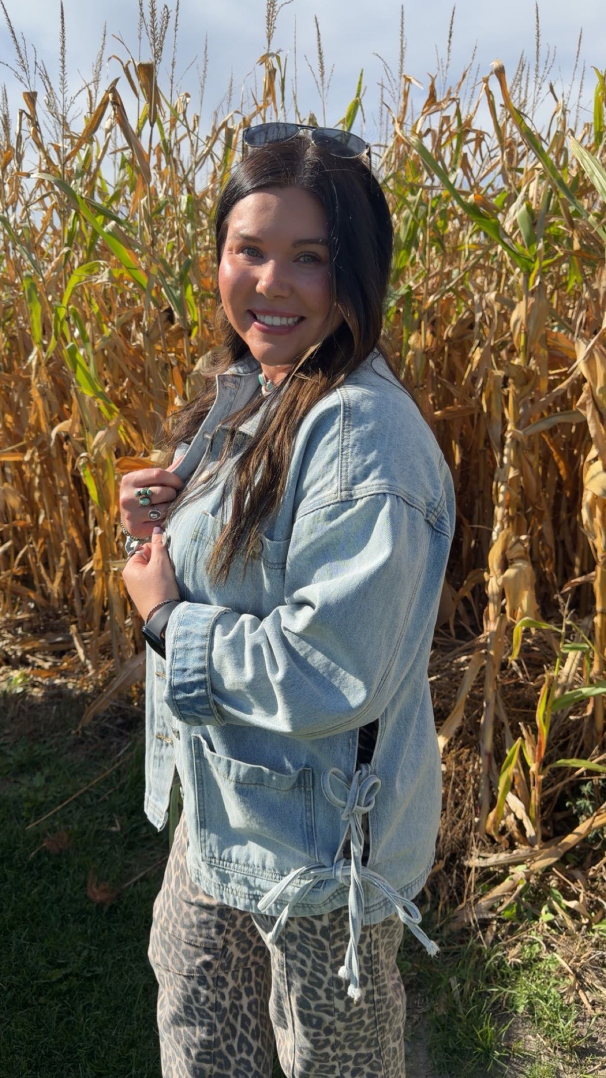 Boho Side Tie Denim Jacket-Branded Envy