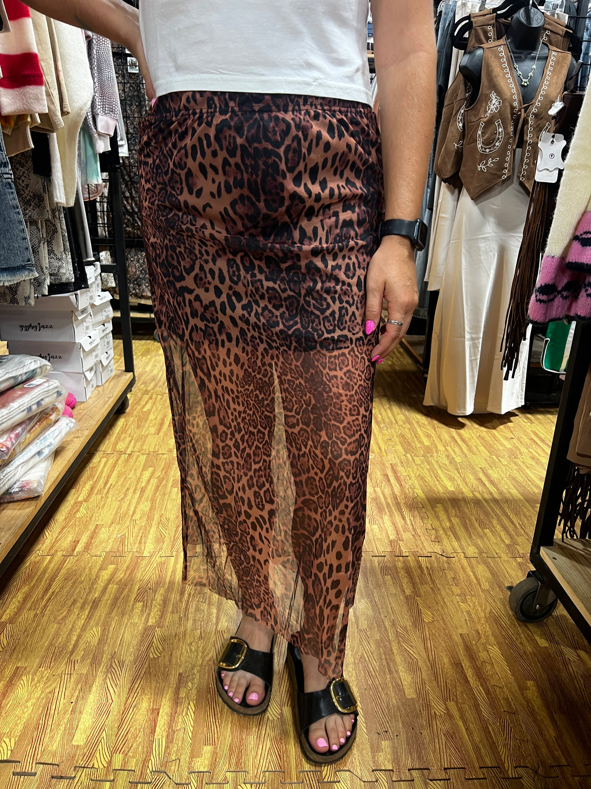 Leopard Sheer Maxi Skirrt-Branded Envy