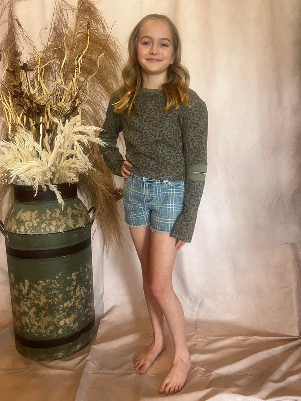 Brittany Plaid Print Fray Hem Girls' Short | Branded Envy