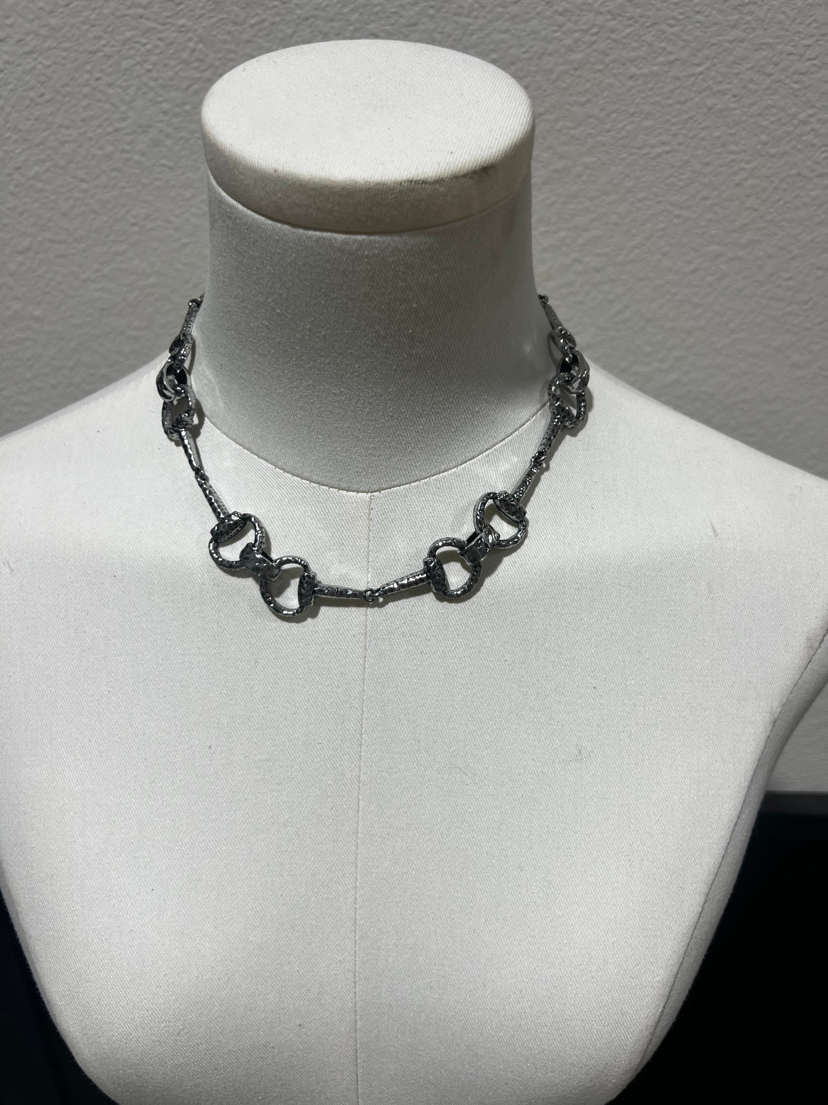 18K White Gold Snaffle Bit Necklace