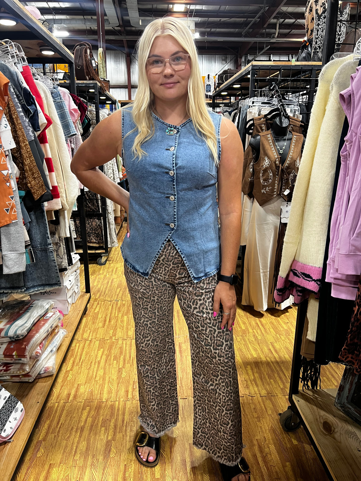 Western Frayed Leopard Jeans-Branded Envy