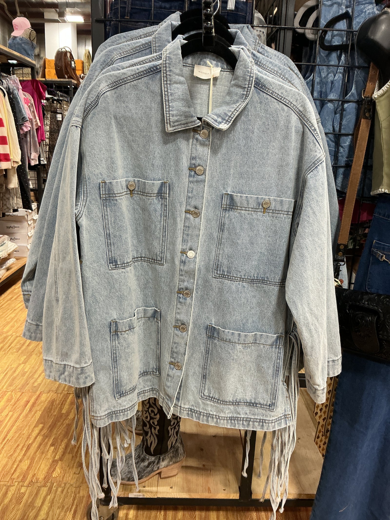 Boho Side Tie Denim Jacket-Branded Envy