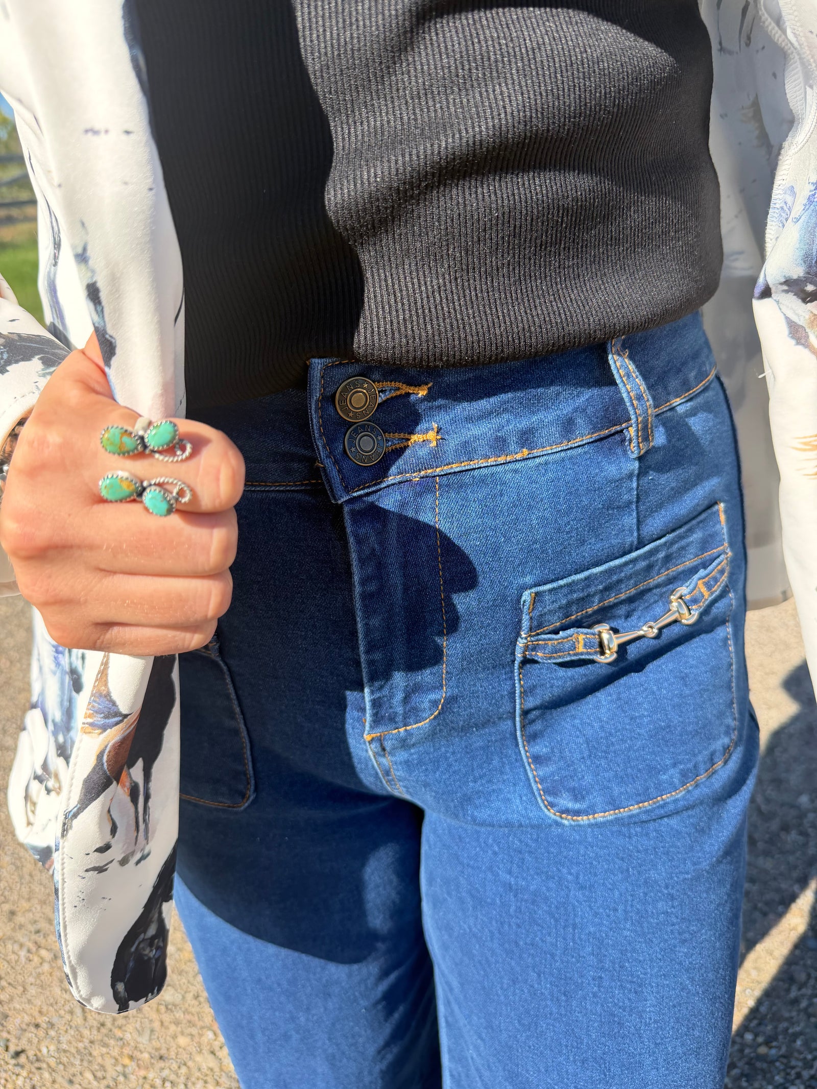 Bit Pockets Denim Pants-Branded Envy