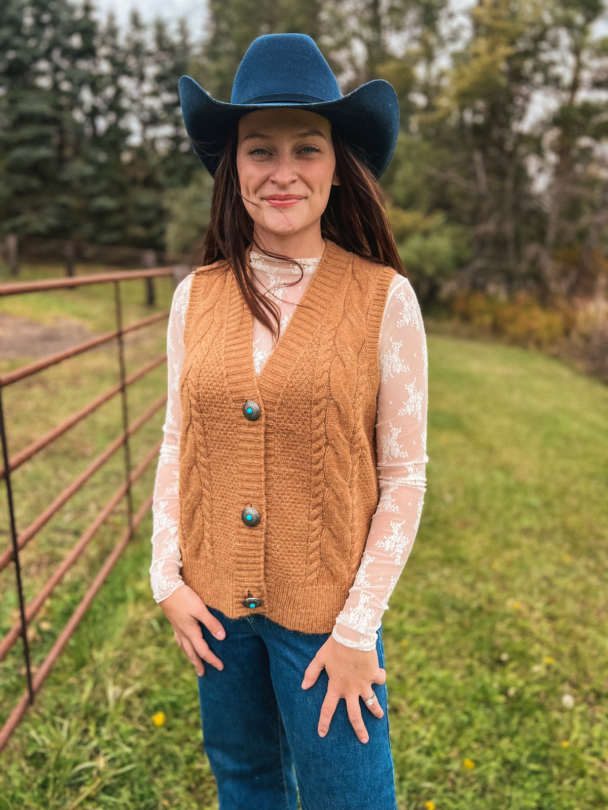 Concho Sweater Vest-Cardigan-Branded Envy