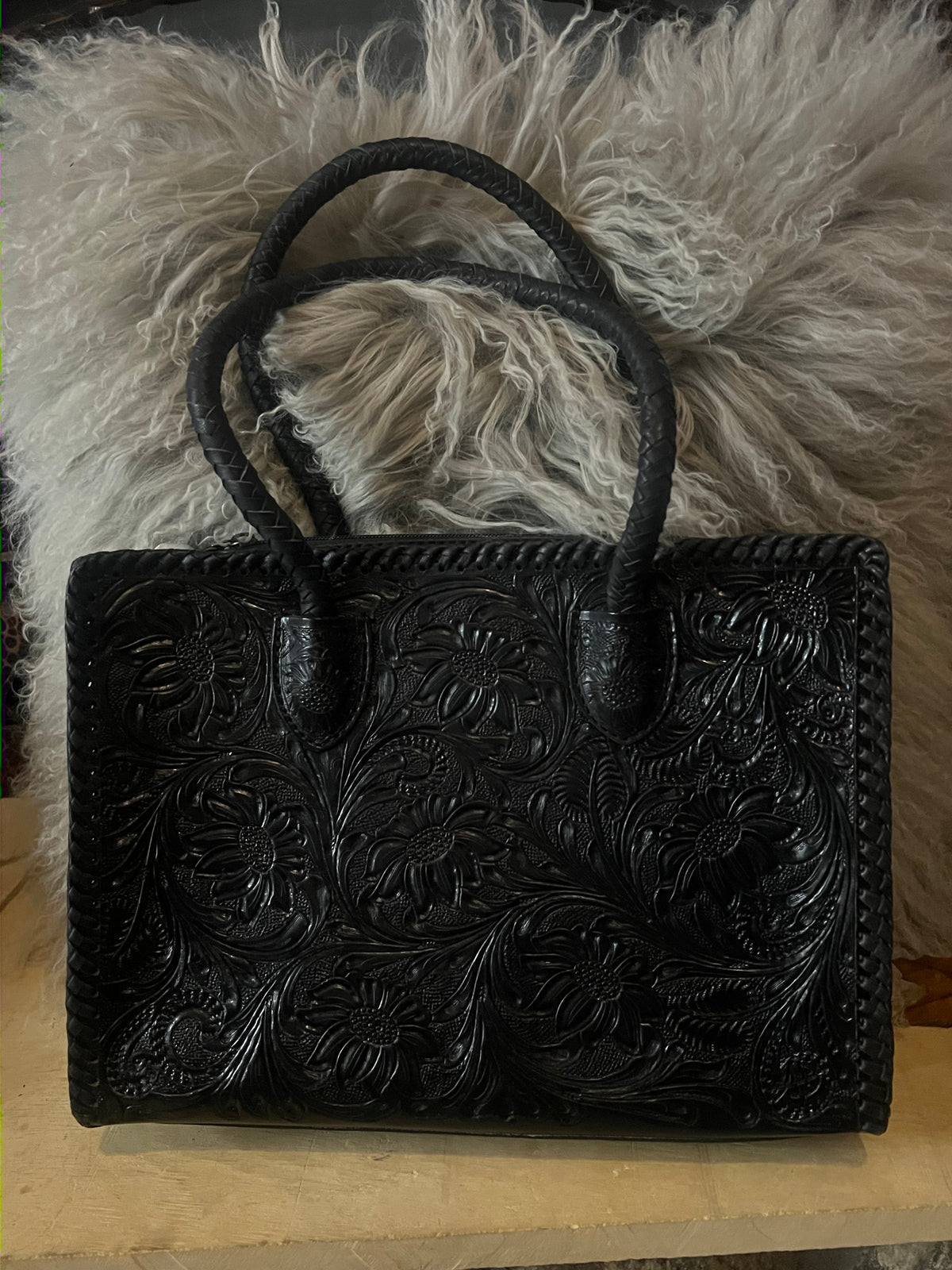 Hand Tooled Floral Leather Bag-Branded Envy