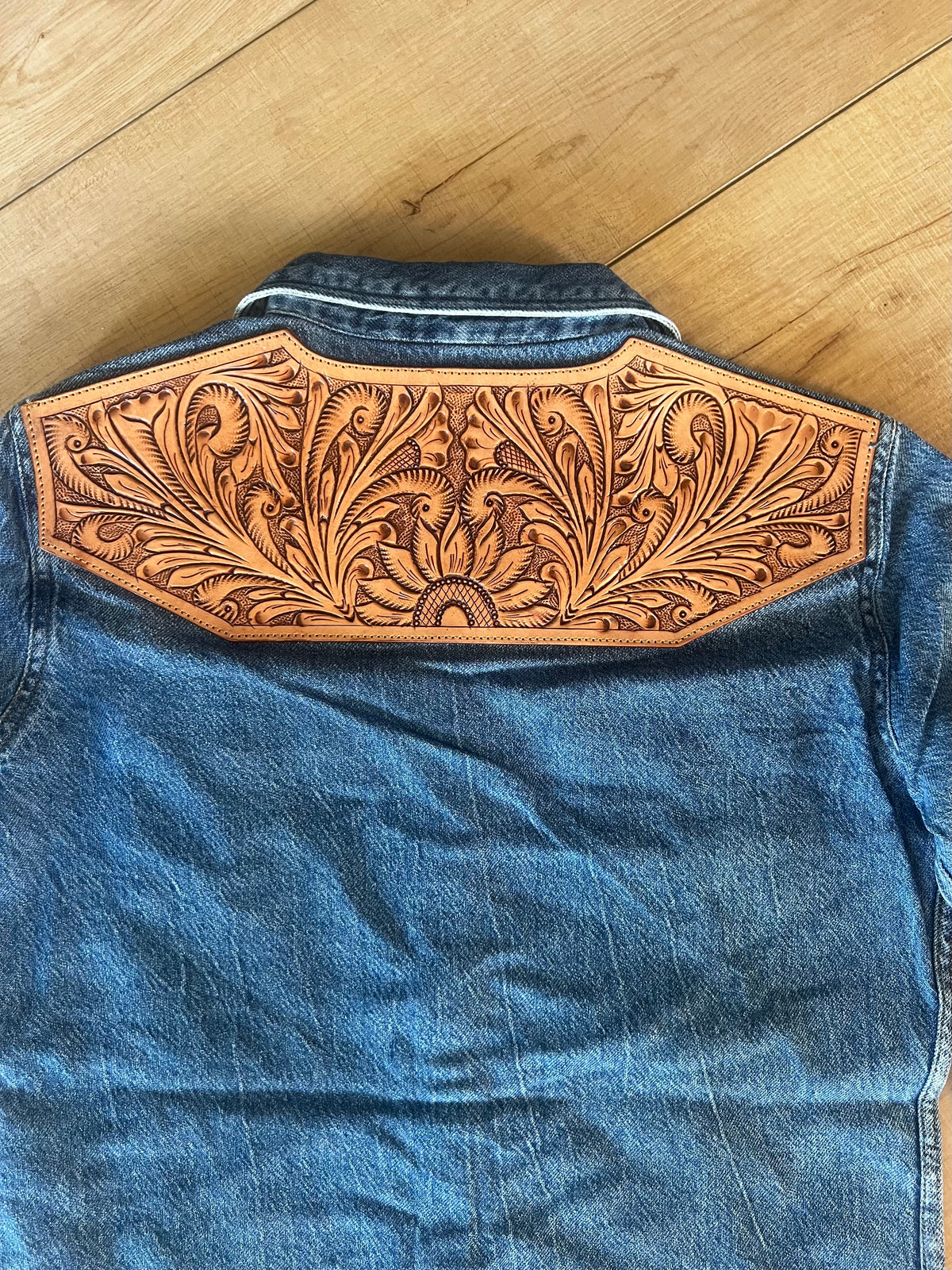 Leather Patch Denim Shirt-Branded Envy