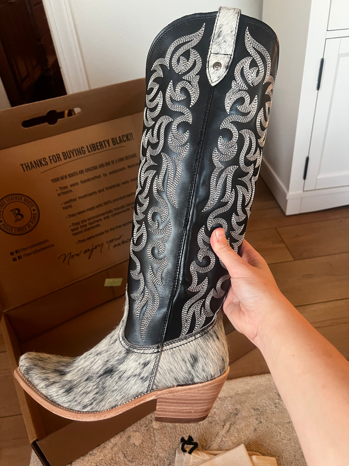 Liberty Black Hair on Hide Tall Boot-Branded Envy