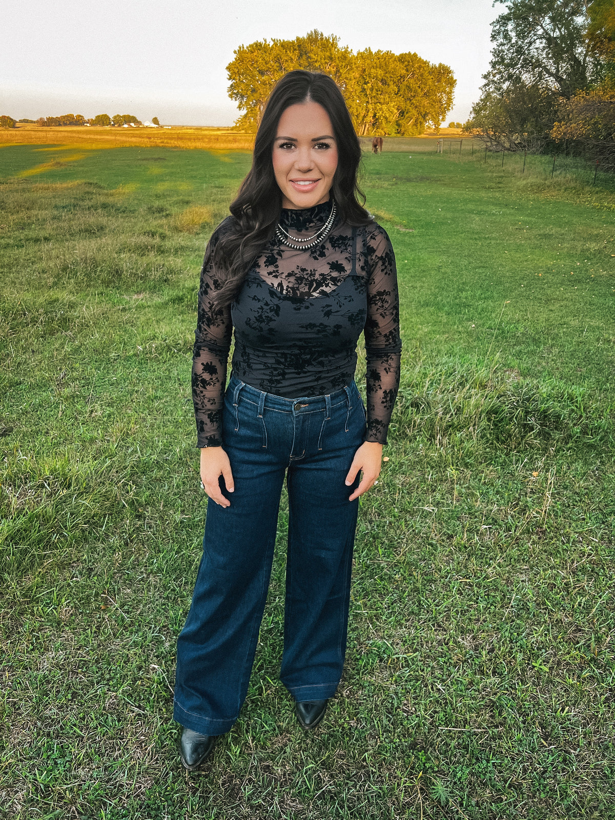 Velvet Mesh Layering Top-Branded Envy