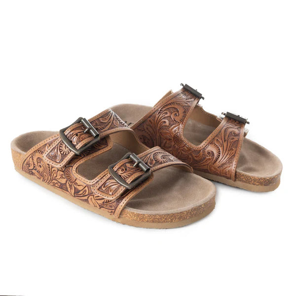 Tooled Leather Sandals-Branded Envy