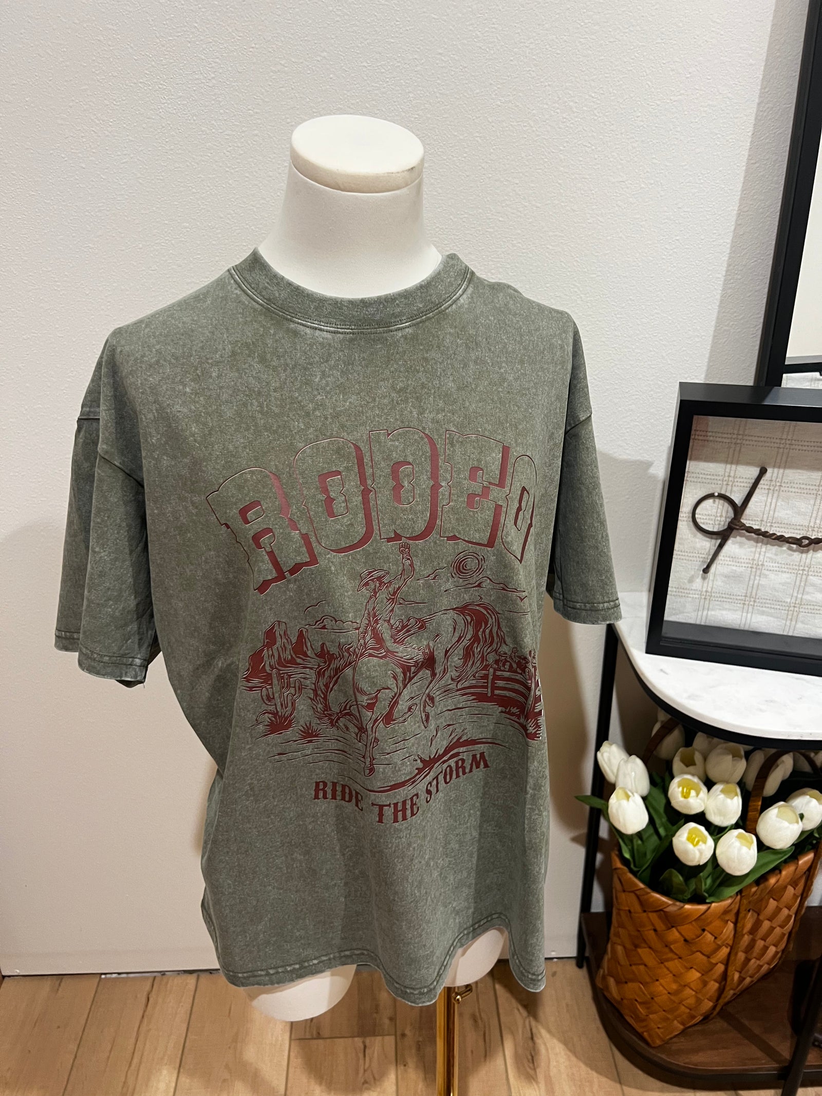 Mineral Wash Oversized Tee-Branded Envy