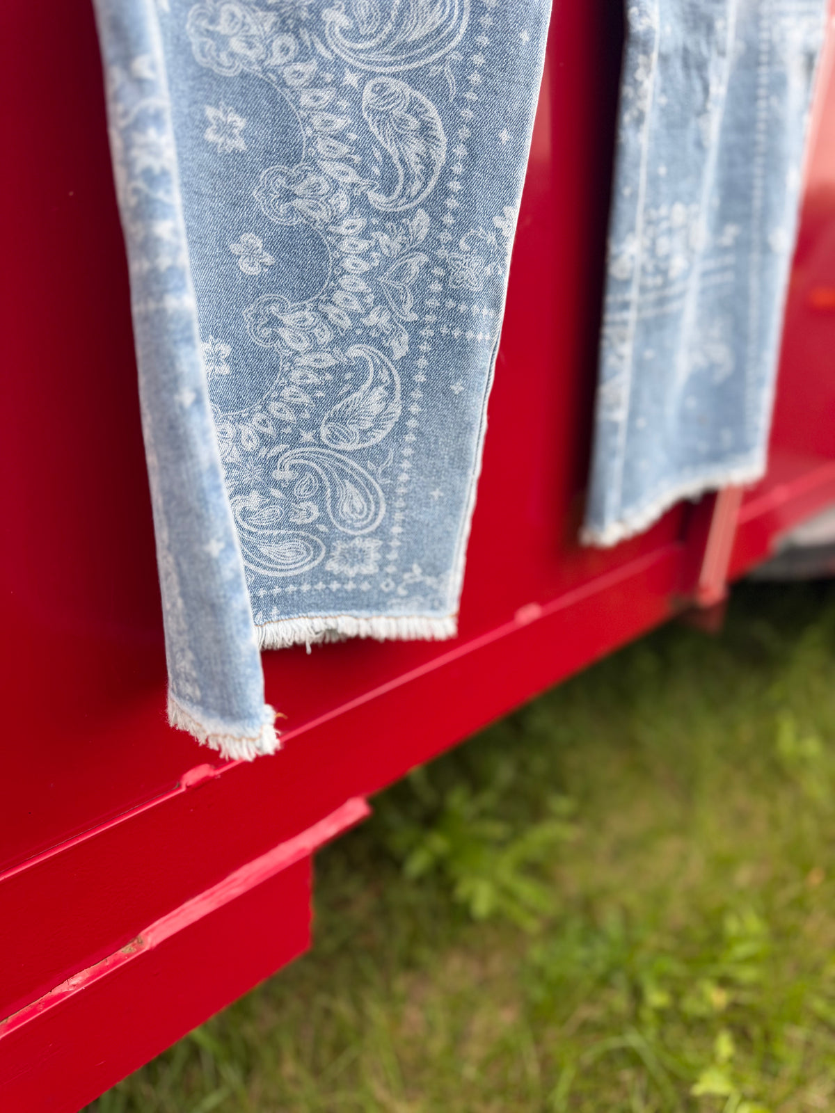 Paisley Print Straight Leg Denim