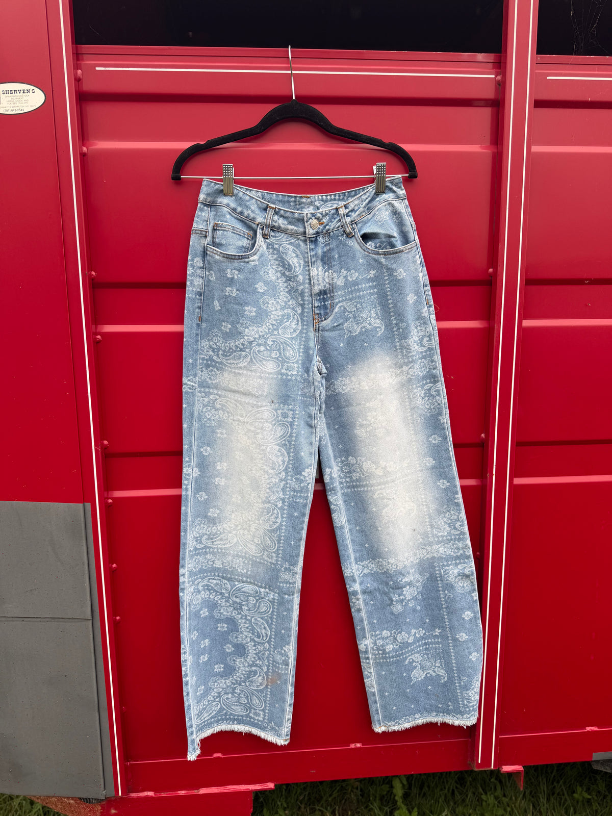 Paisley Print Straight Leg Denim
