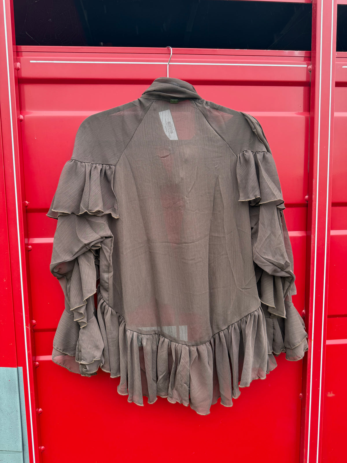 Sheer Ruffle Western Blouse