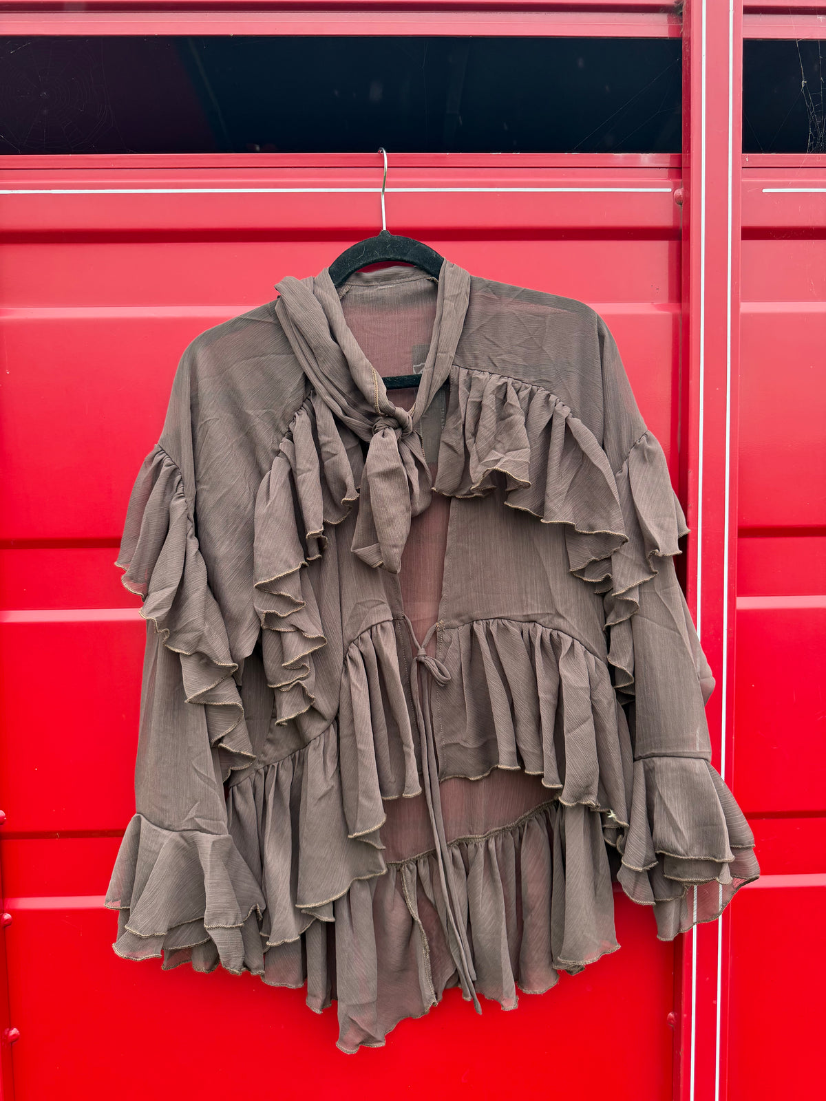 Sheer Ruffle Western Blouse