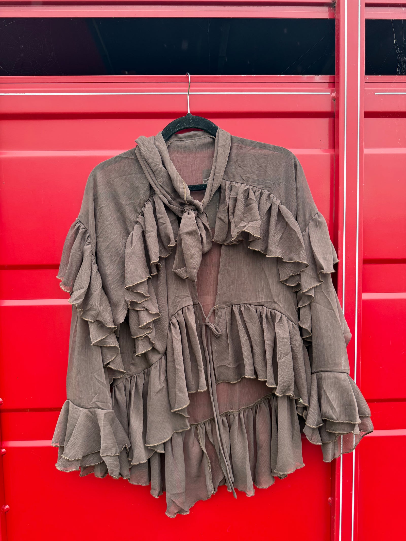 Sheer Ruffle Western Blouse