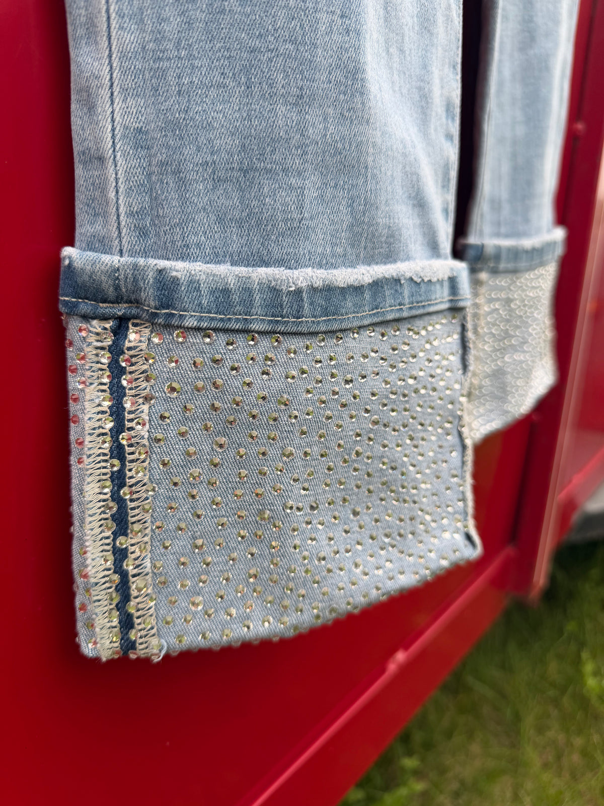 Cuffed Stone Straight Leg Denim