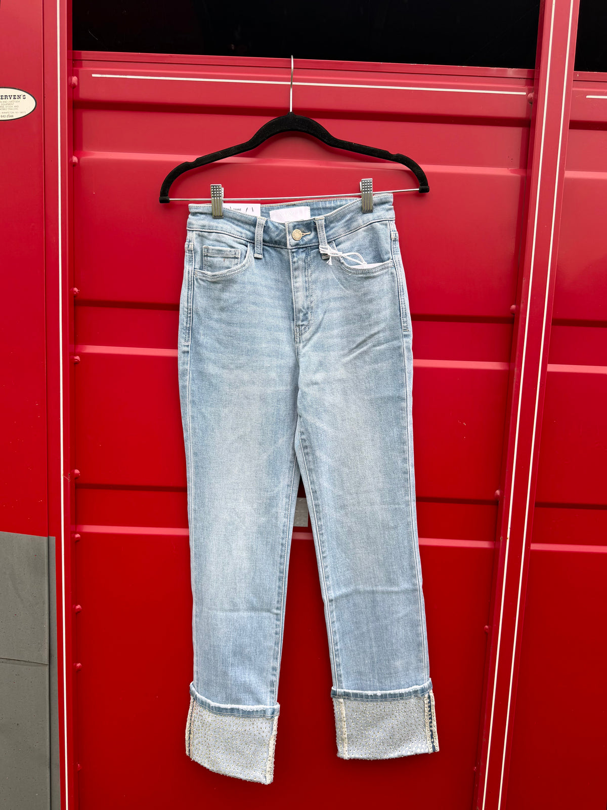 Cuffed Stone Straight Leg Denim