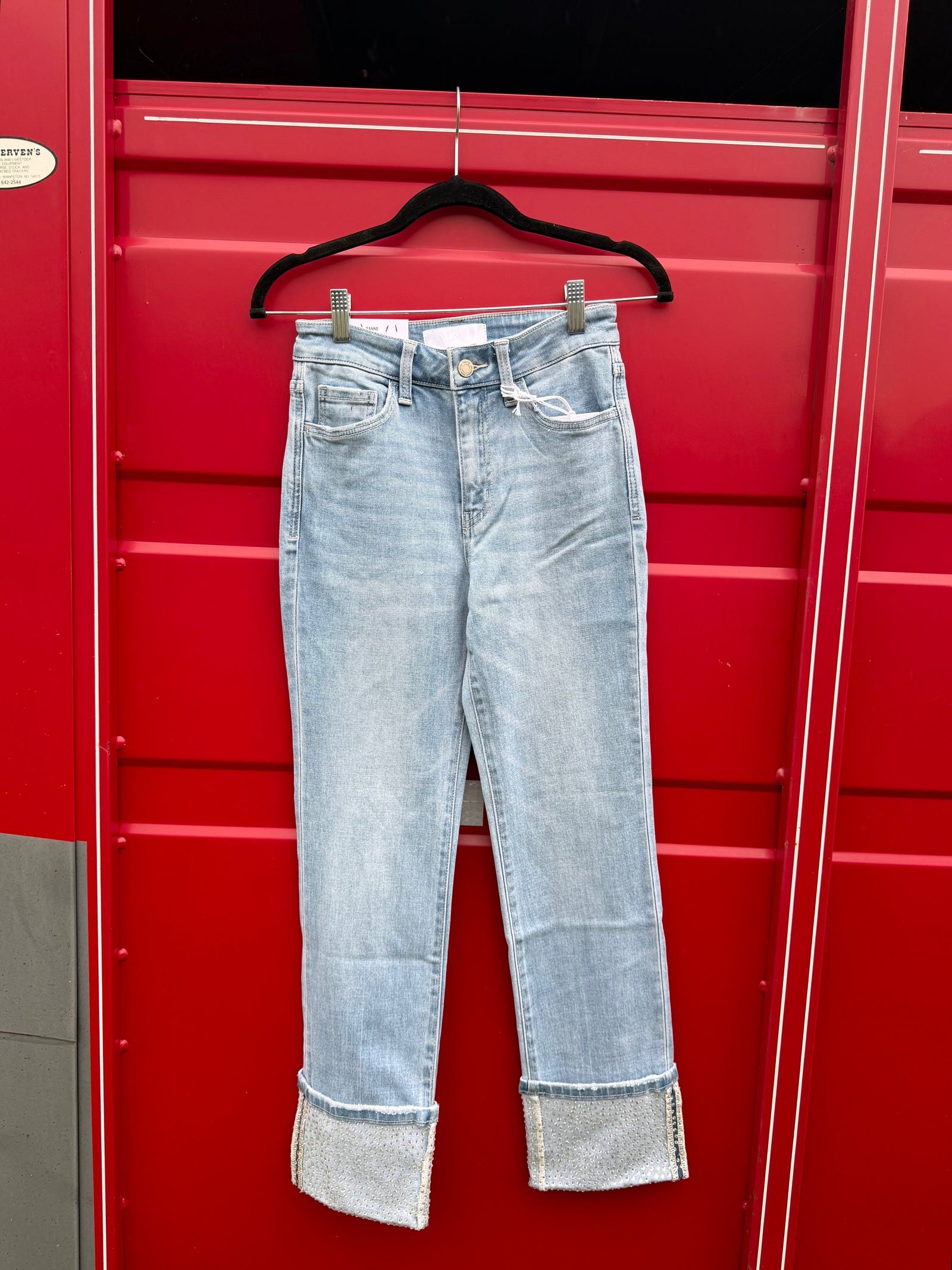 Cuffed Stone Straight Leg Denim-Branded Envy