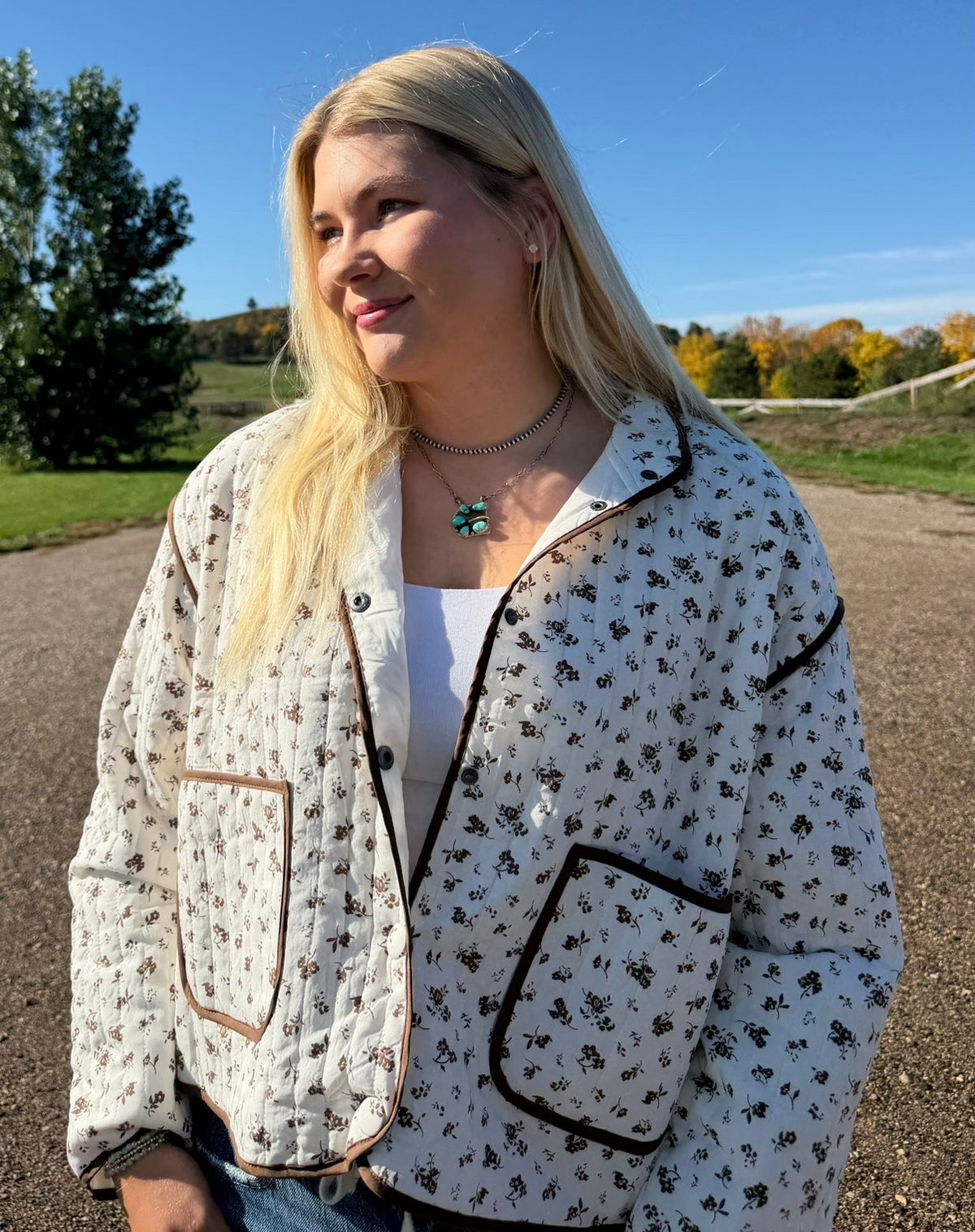 Floral Snap Button Quilted Jacket-Branded Envy