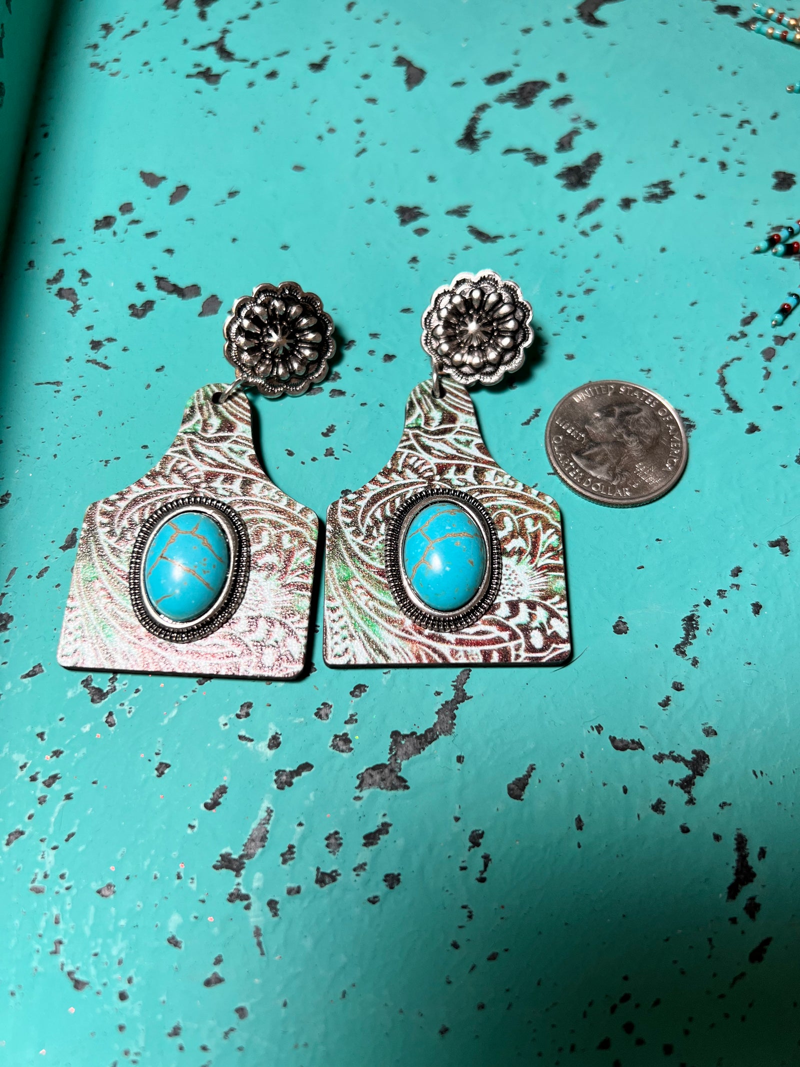 Fern Cowtag Earrings-Earrings-Branded Envy