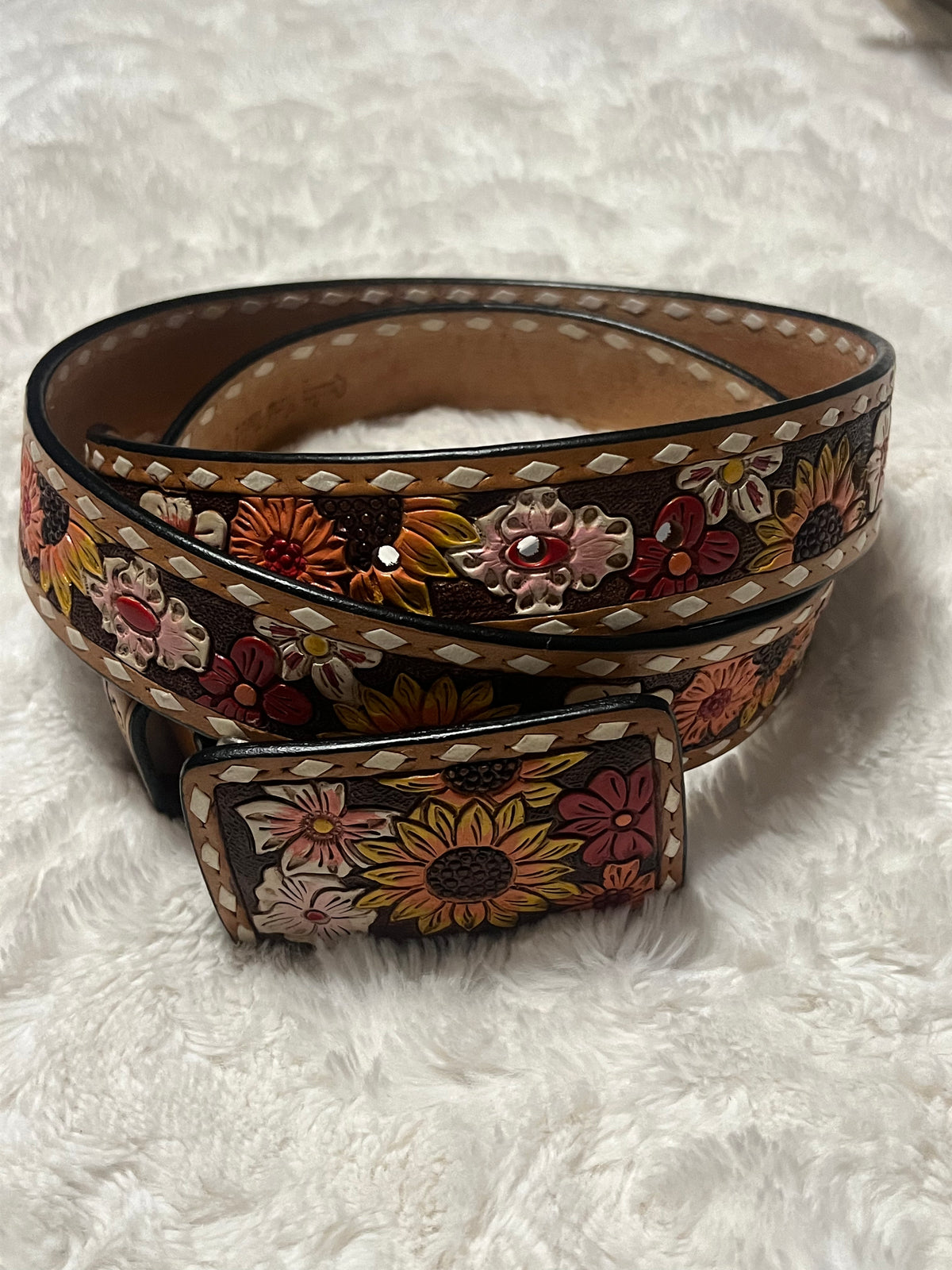 Wildflower Garden Hand Tooled Belt-Branded Envy