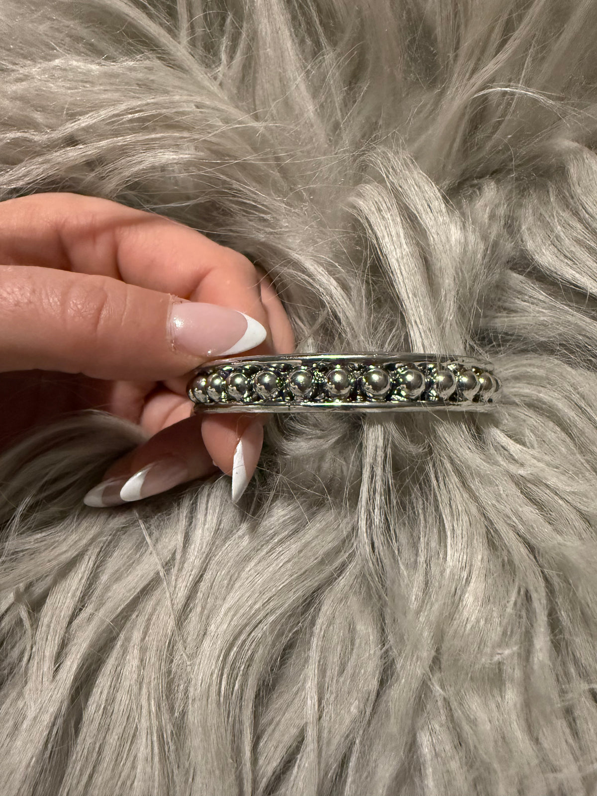 18k White Gold Thick Dotted Bangle-Bracelet-Branded Envy