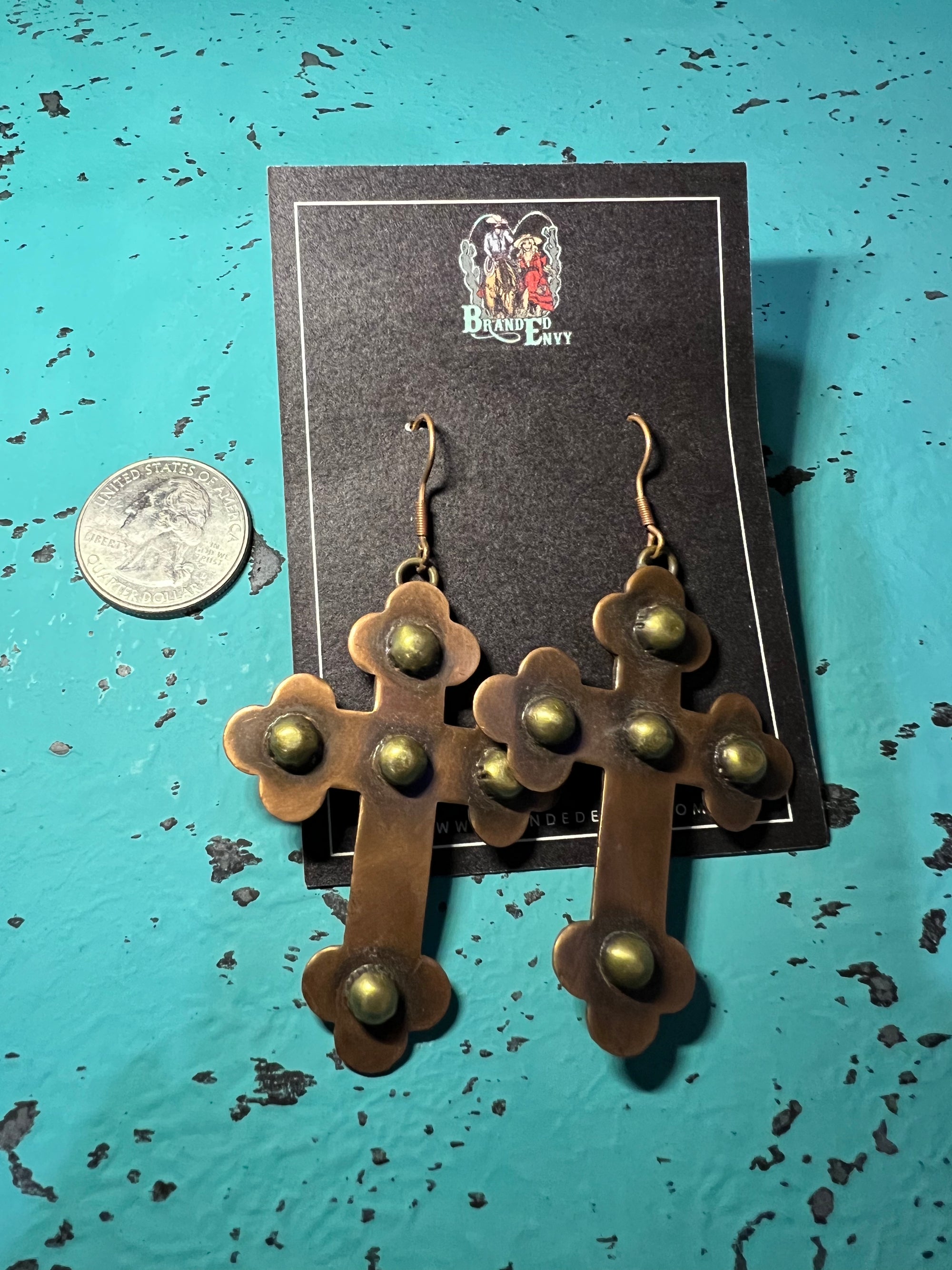 Copper Cross Earrings-Earrings-Branded Envy