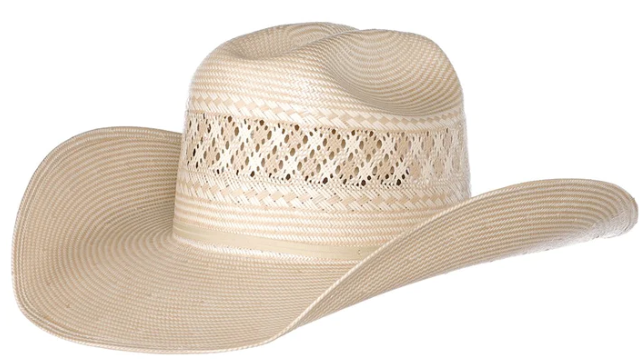 American Hats Two Tone Vented Ivory and Tan Rancher Crease Straw Hat-Straw Hat-Branded Envy