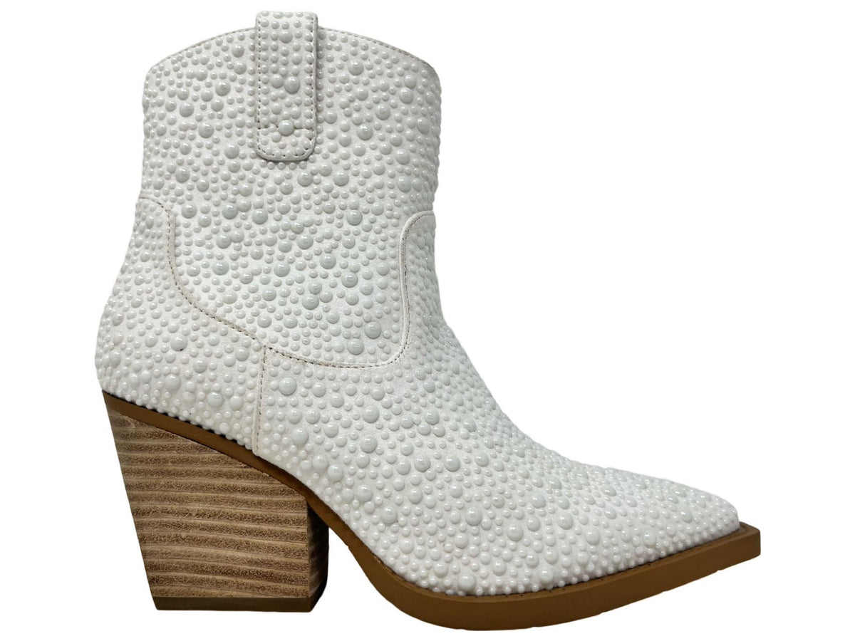 Kady Pearl Bootie - White-Boots &amp; Shoes-Branded Envy