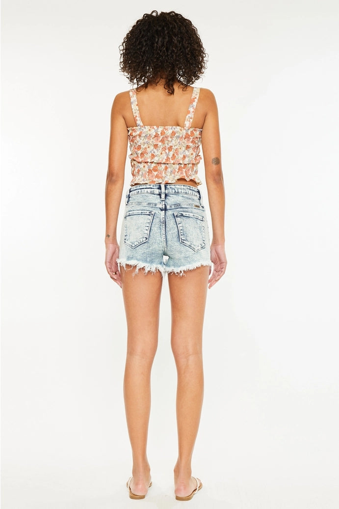 KanCan Frayed Hem Denim Shorts-Branded Envy
