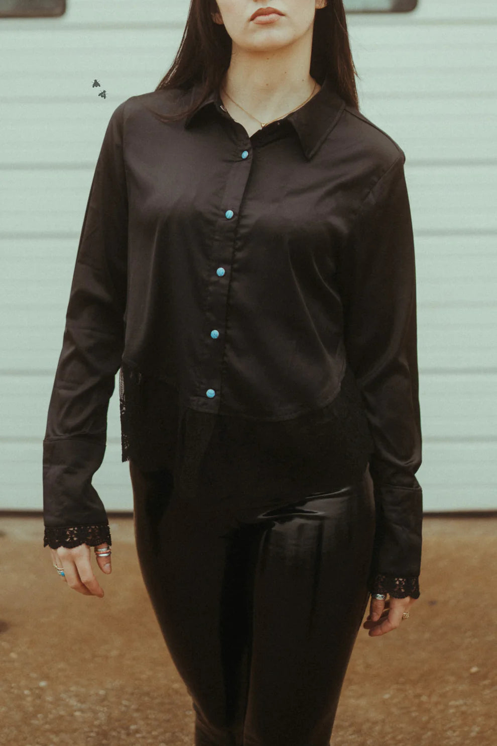 Lace Trim Satin Top-Branded Envy